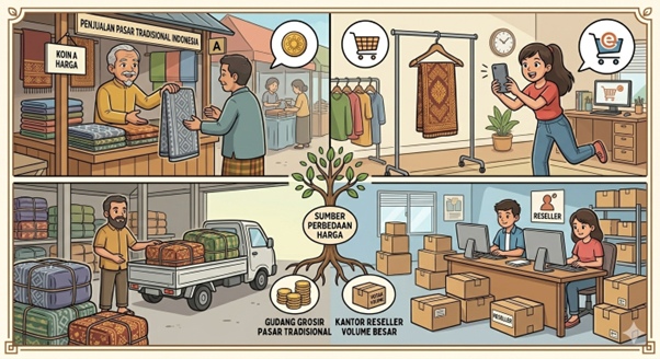 Penjualan sarung di toko tradisional Indonesia