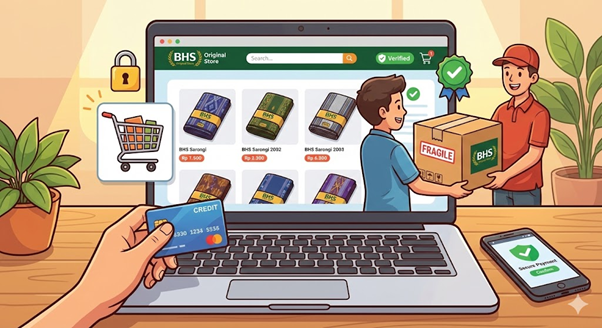 Sarung BHS original dengan kemasan resmi dijual secara online di SarungIndonesia