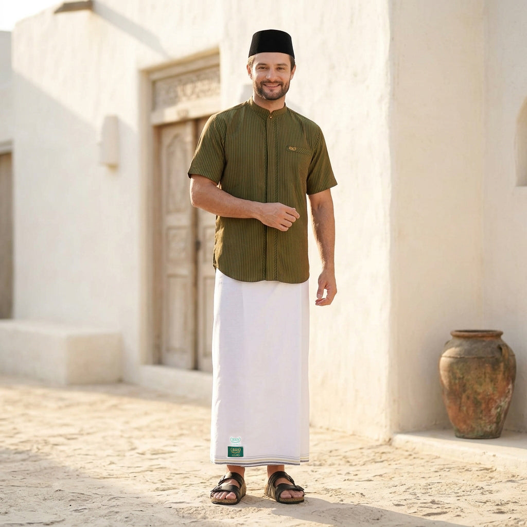 Sarung BHS Cosmo Gold Warna Putih Polos