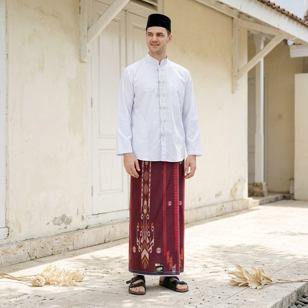 Sarung ATLAS Super Premium 975 Motif A9 JGF Merah 02