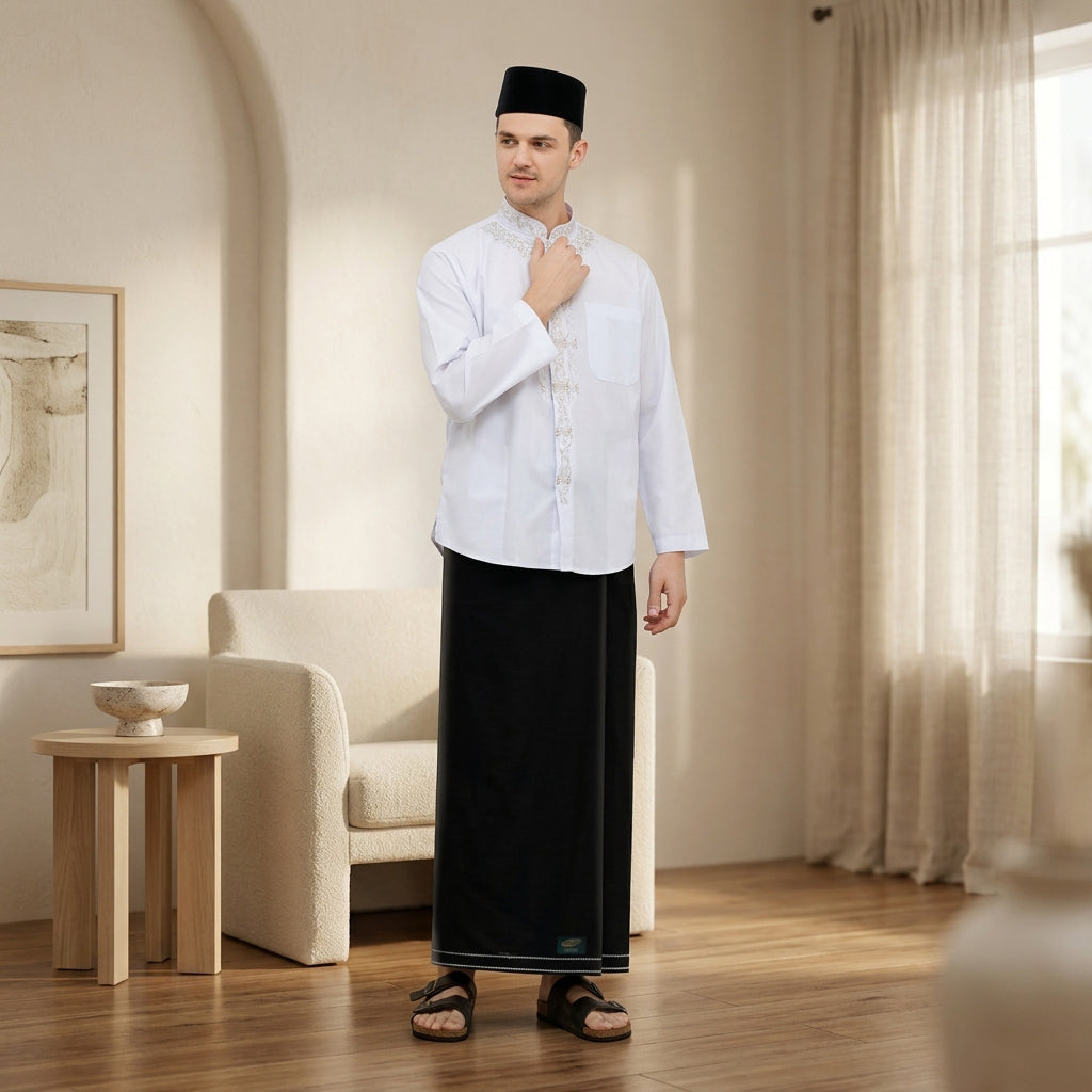 Sarung ATLAS Favorit 520 Polos Warna Hitam
