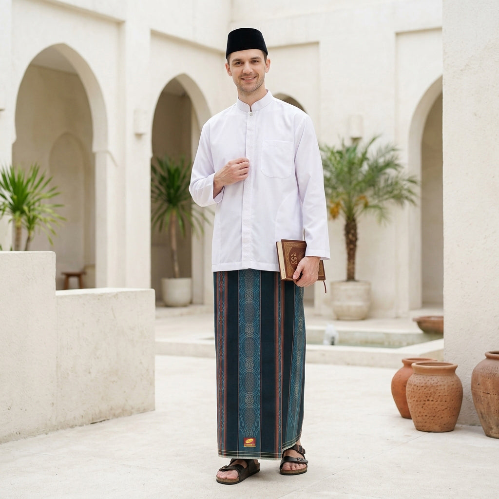 Sarung ATLAS Idaman 590 Jacquard SJ A5-JPA Biru Tua