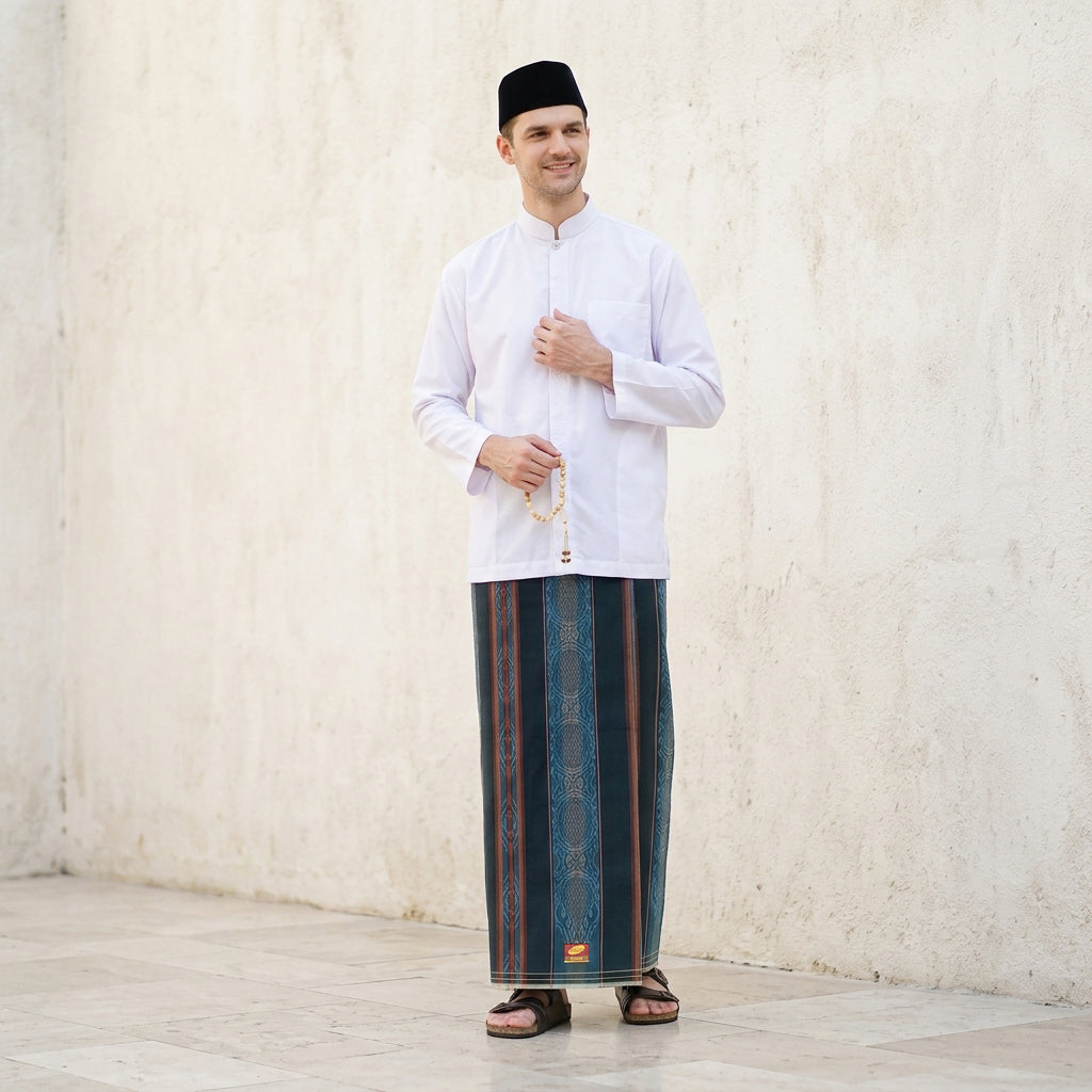 Sarung ATLAS Idaman 590 Jacquard SJ A5-JPA Biru Tua