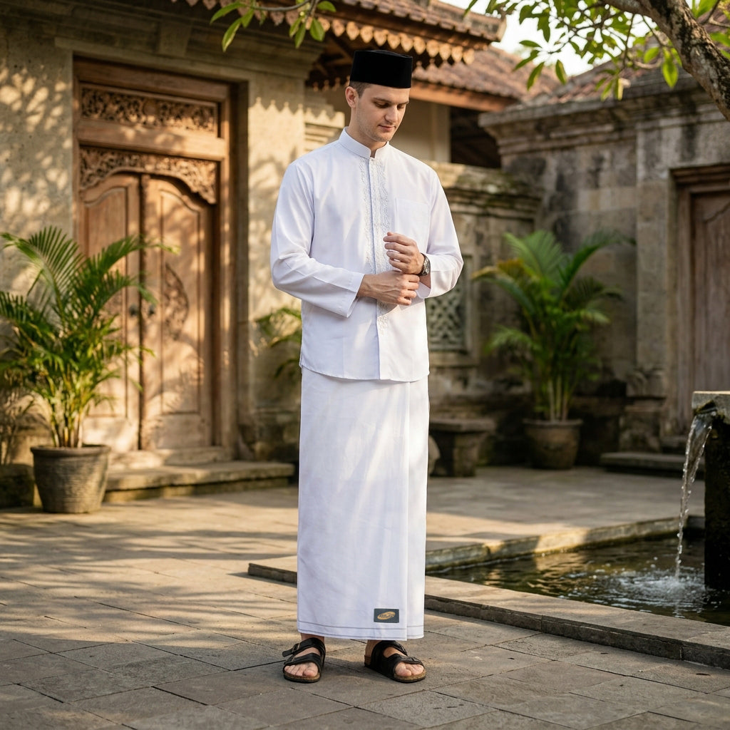 Sarung ATLAS Favorit Nusantara Warna Putih Polos