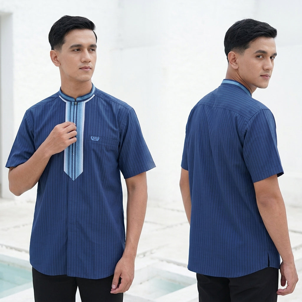 Baju Koko BHS Cosmo Salman Biru Tua