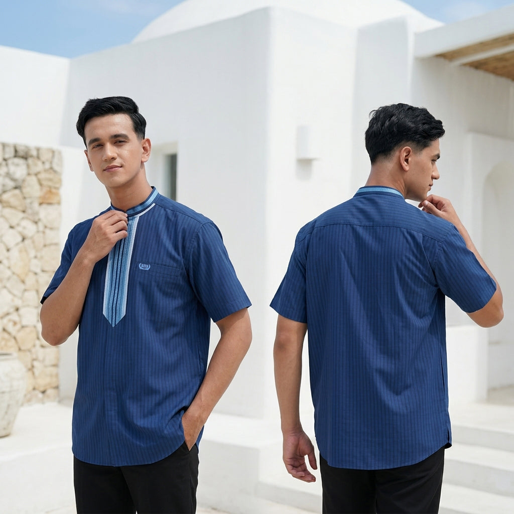Baju Koko BHS Cosmo Salman Biru Tua