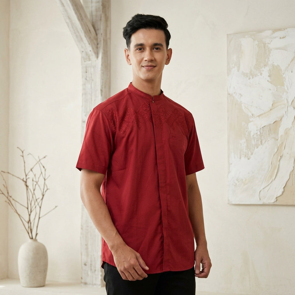 Baju Koko BHS Cosmo Luhaib Red