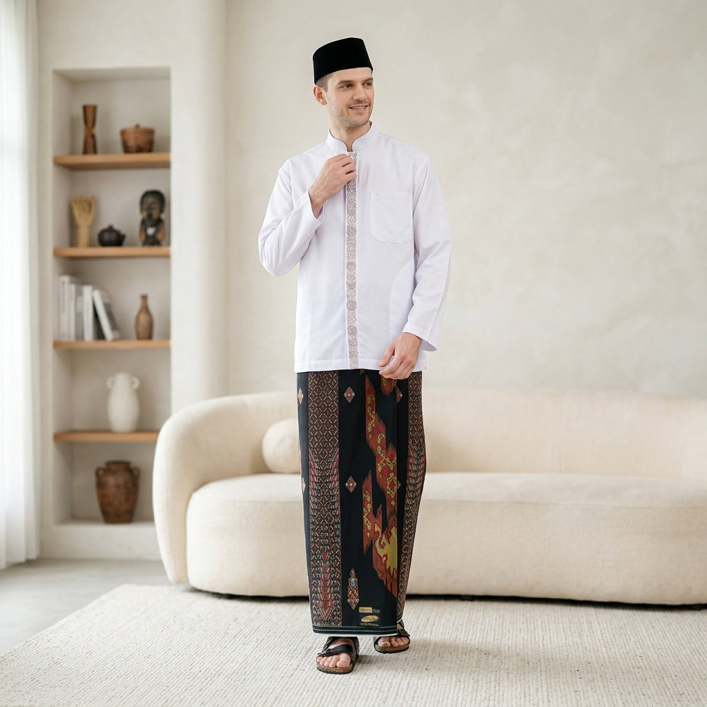 Sarung ATLAS Super Premium 980 Motif A9 JGL Hitam Merah 03