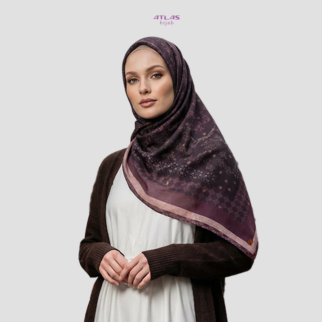 Atlas Hijab Noor Vitae Series Motif Wiselle Kerudung Segi Empat