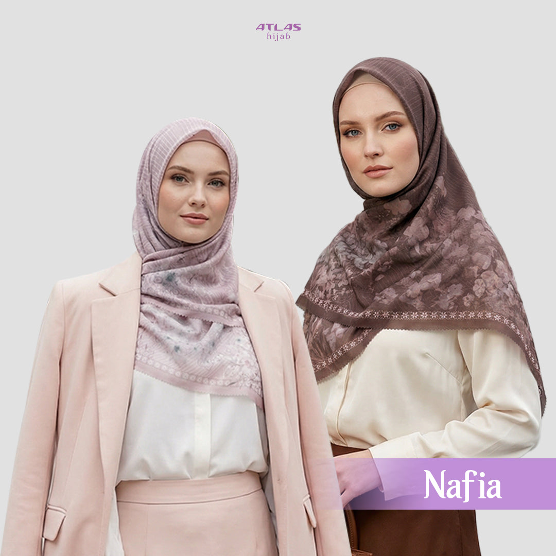 Atlas Hijab Noor Vitae Series Motif Nafia Kerudung Segi Empat