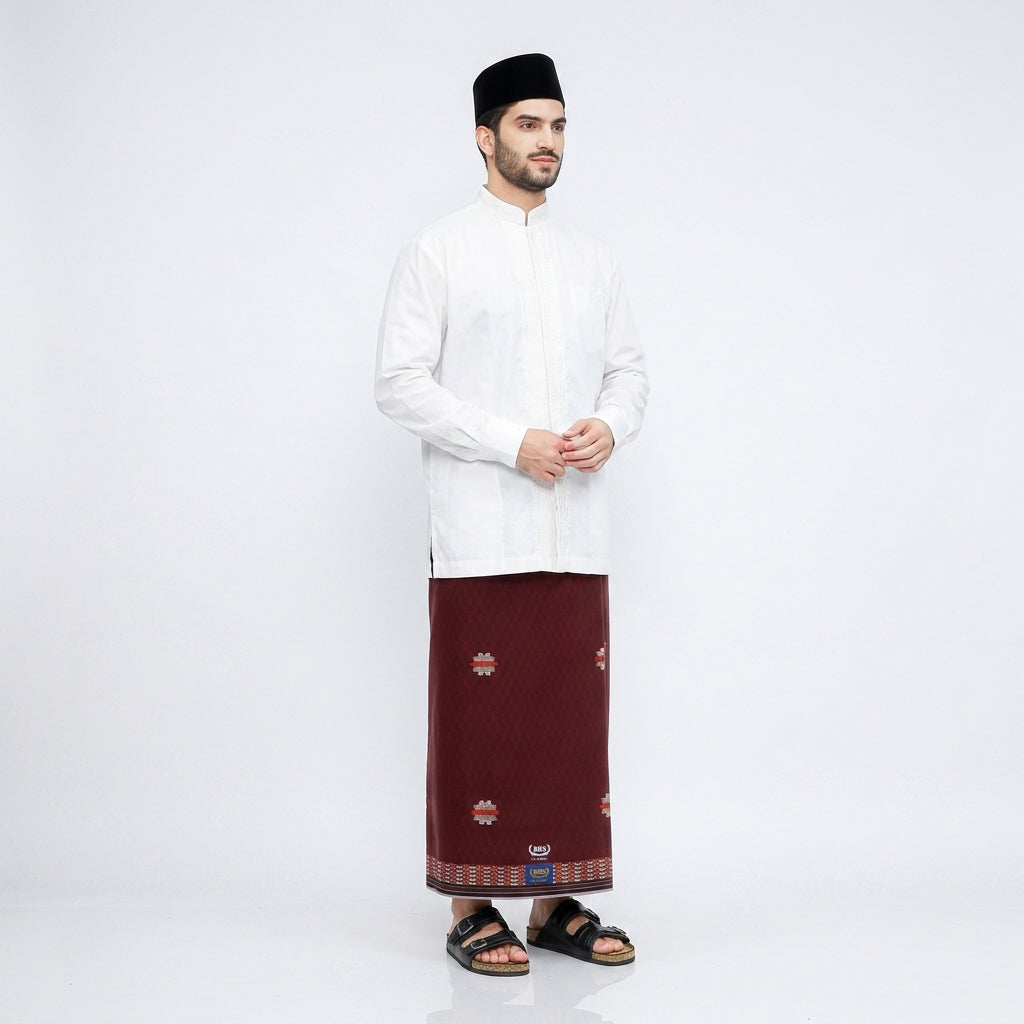 Sarung BHS Classic Gold Motif C45 SSJ SJ Merah