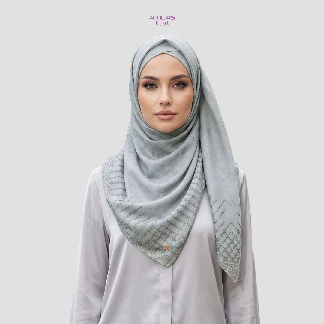Atlas Hijab Noor Vitae Series Motif Grace Kerudung Segi Empat