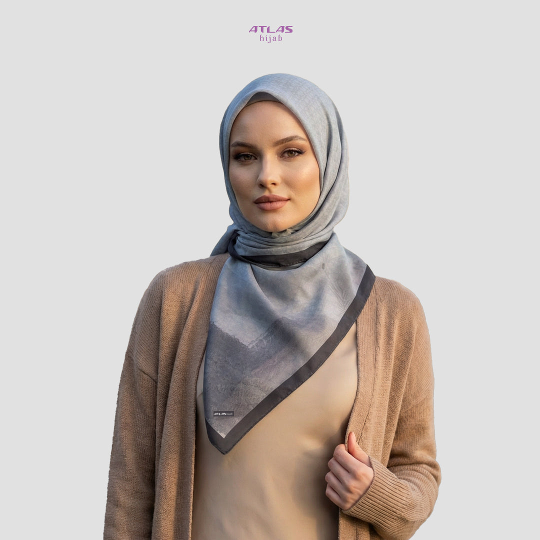 Atlas Hijab Noor Vitae Series Motif Nivara Kerudung Segi Empat