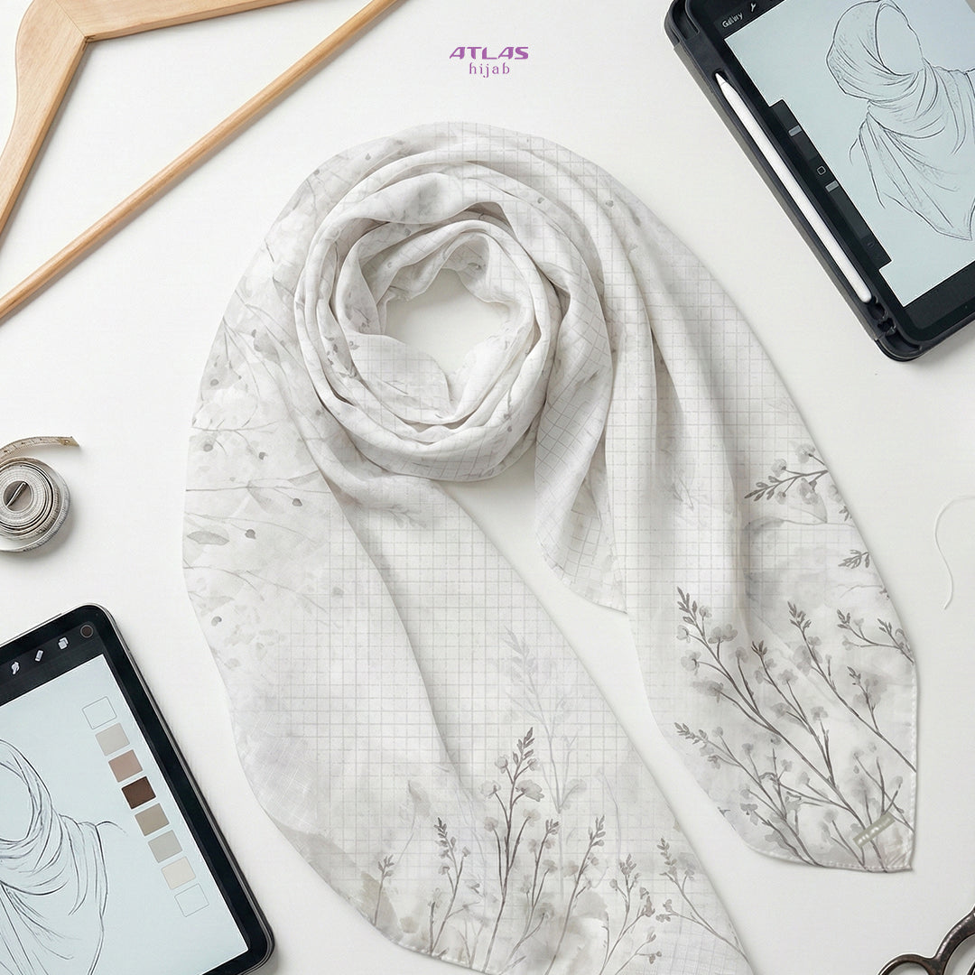 Atlas Hijab Noor Vitae Series Motif Nivara Kerudung Segi Empat