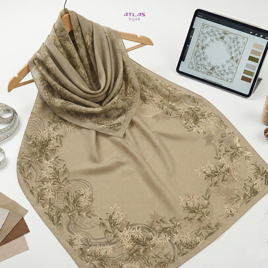 Atlas Hijab Noor Vitae Series Motif Zamira Kerudung Segi Empat