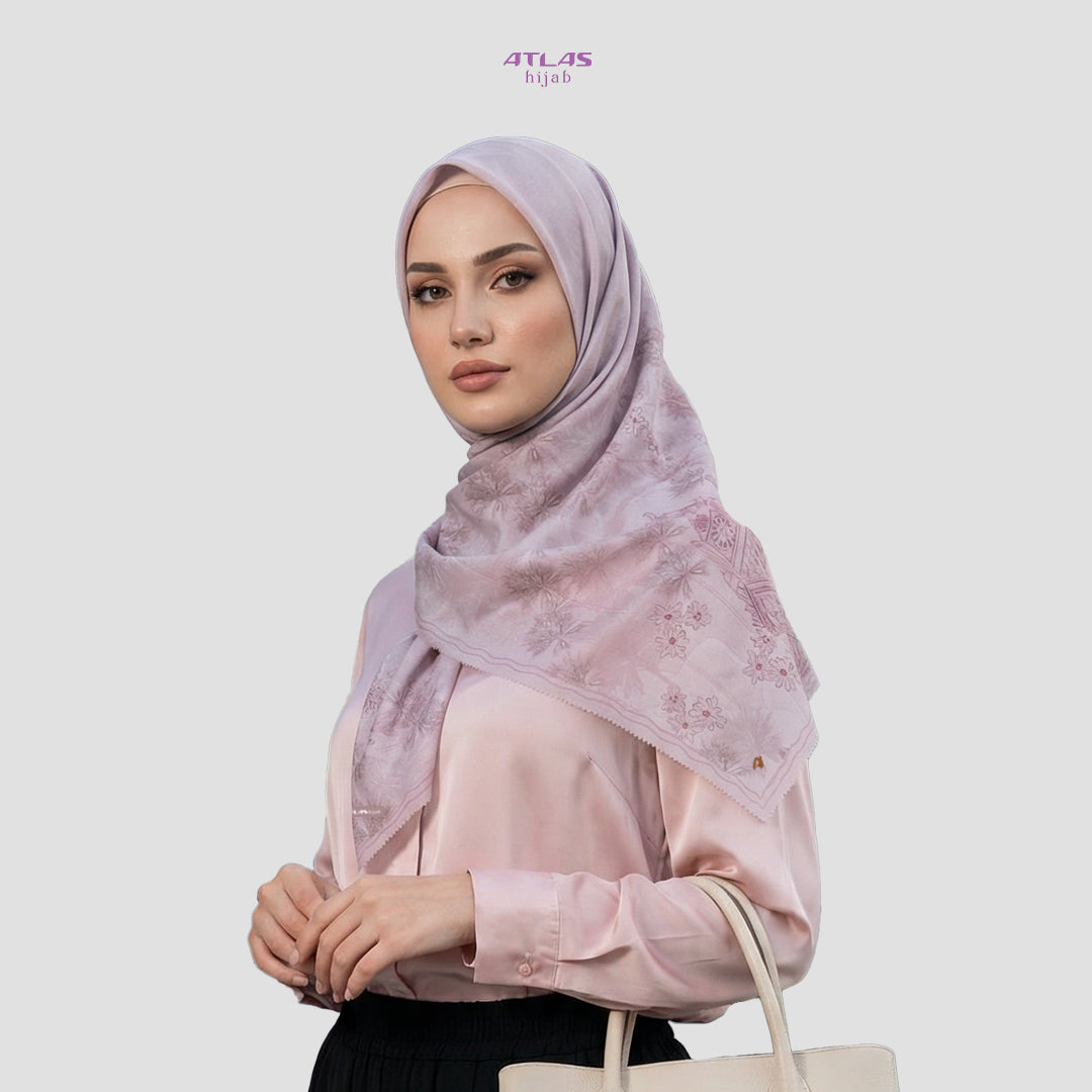 Atlas Hijab Noor Vitae Series Motif Hazarine Kerudung Segi Empat