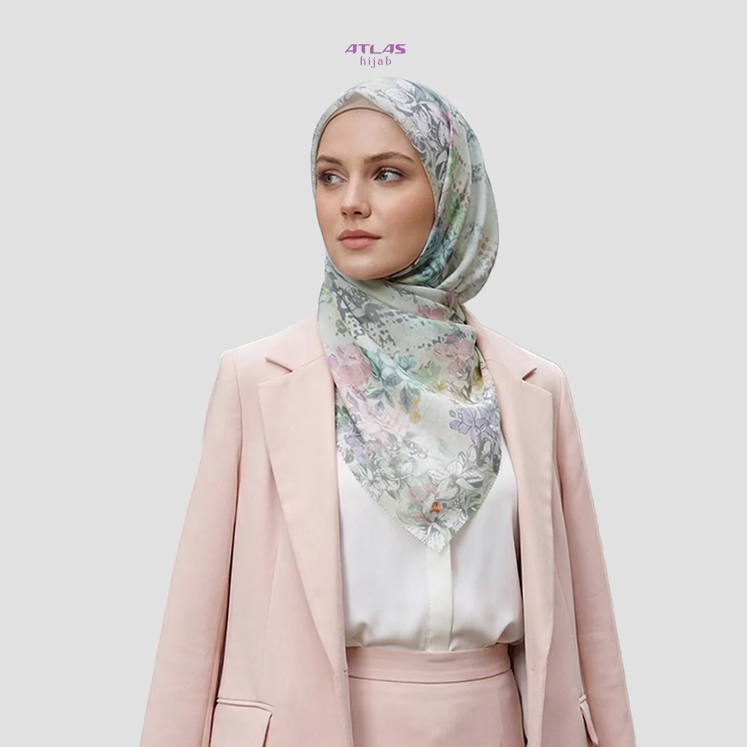 Atlas Hijab Noor Vitae Series Motif Serene Kerudung Segi Empat