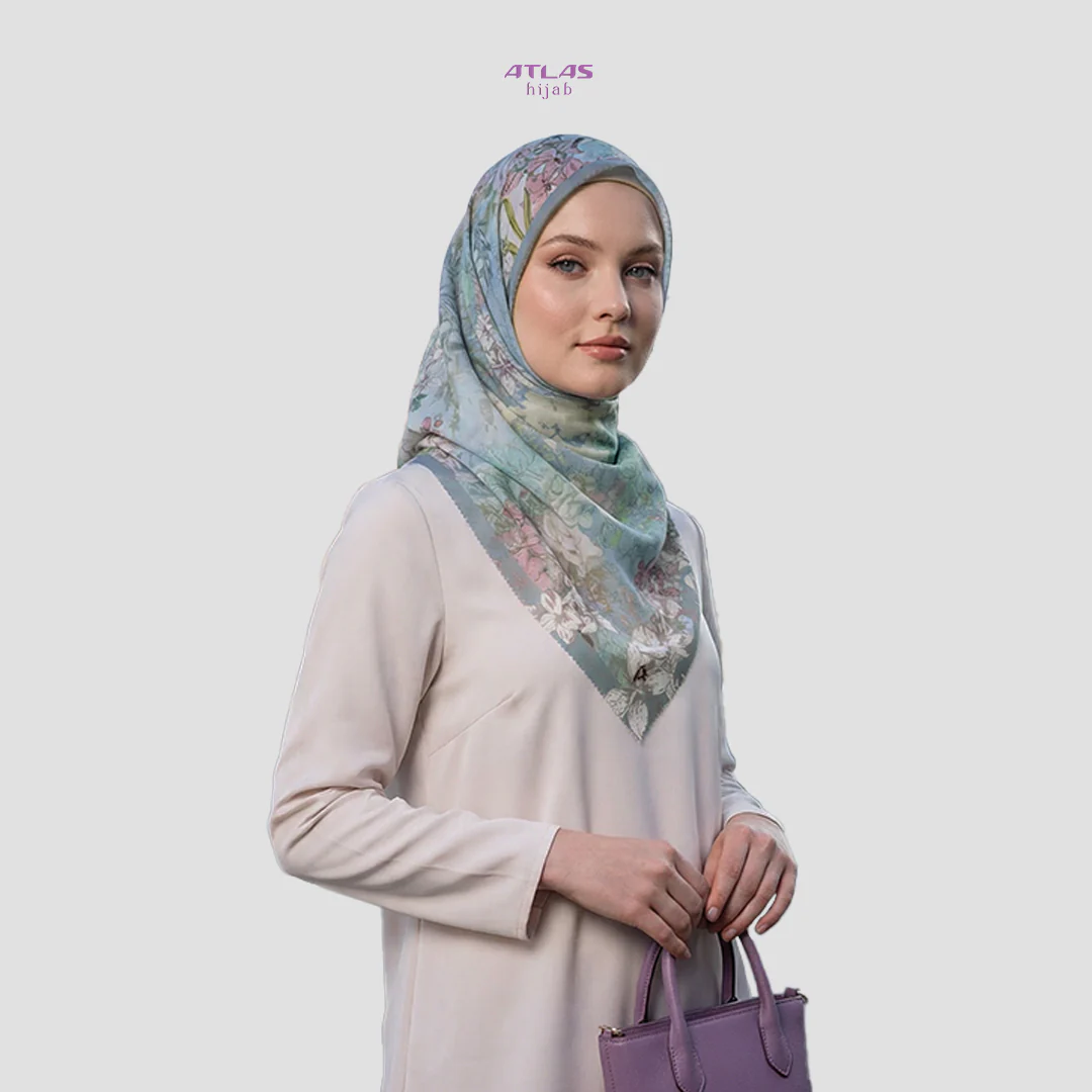 Atlas Hijab Noor Vitae Series Motif Serene Kerudung Segi Empat