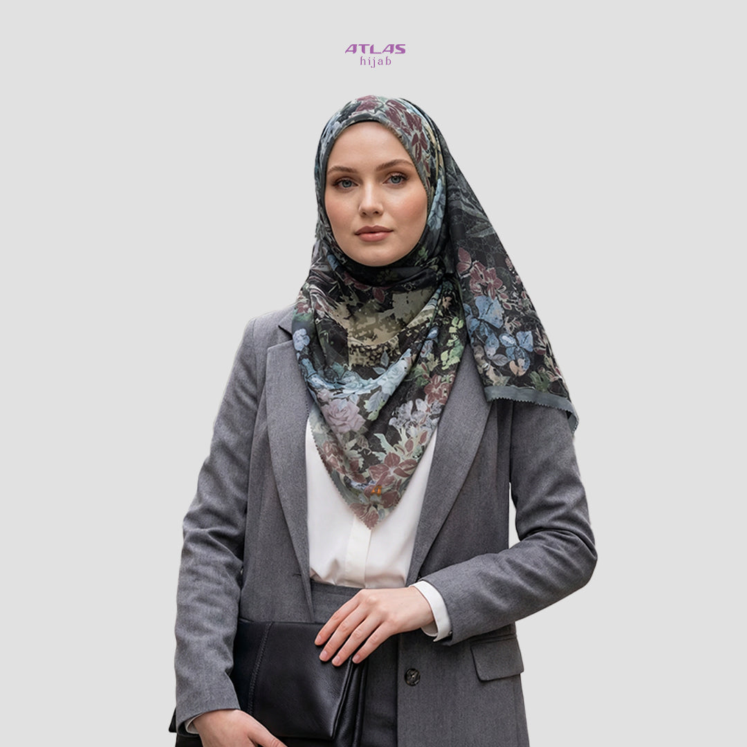 Atlas Hijab Noor Vitae Series Motif Serene Kerudung Segi Empat