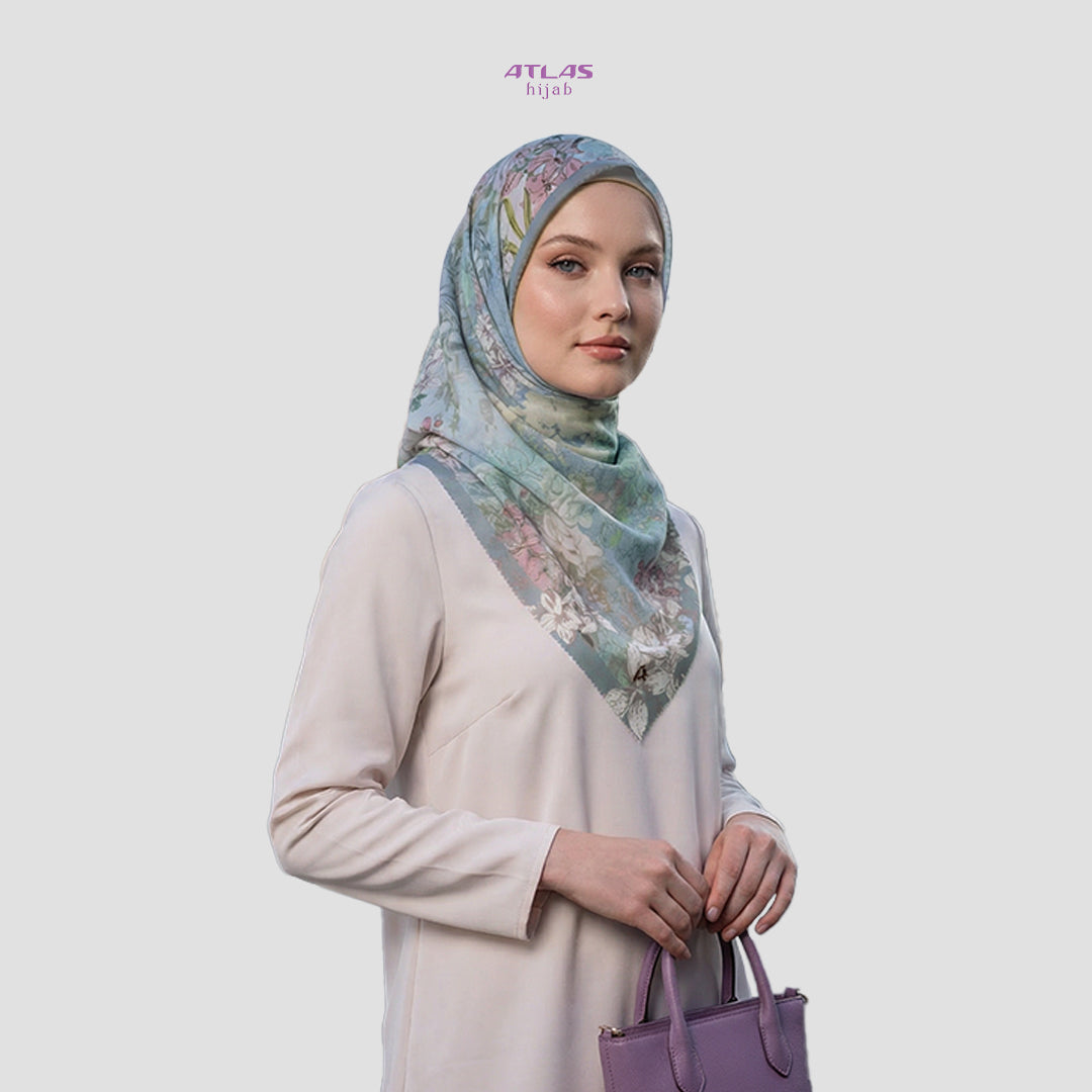 Atlas Hijab Noor Vitae Series Motif Serene Kerudung Segi Empat
