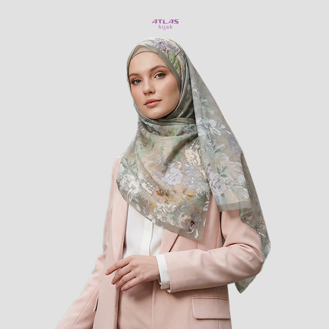 Atlas Hijab Noor Vitae Series Motif Serene Kerudung Segi Empat