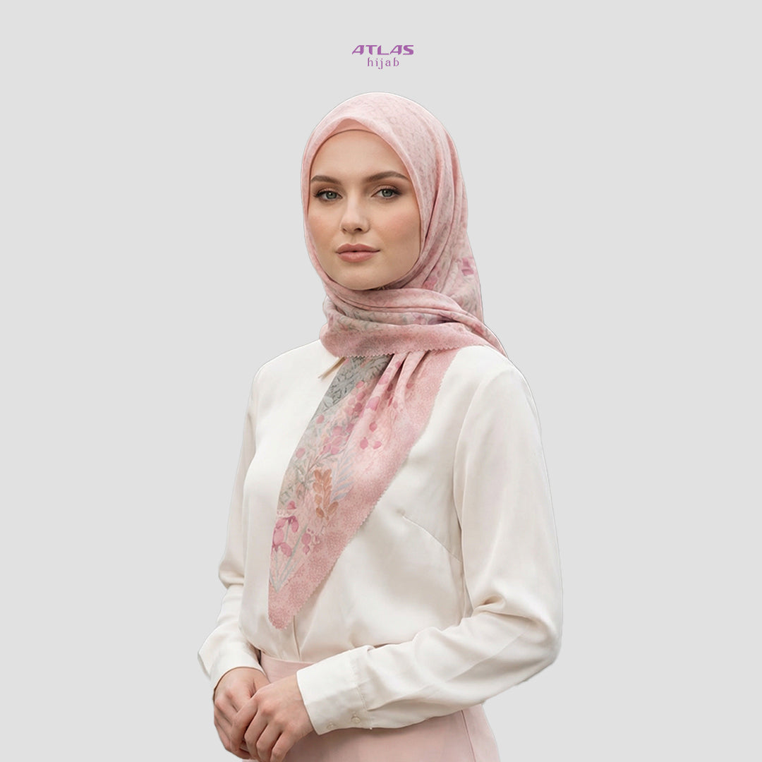 Atlas Hijab Noor Vitae Series Motif Nazira Kerudung Segi Empat