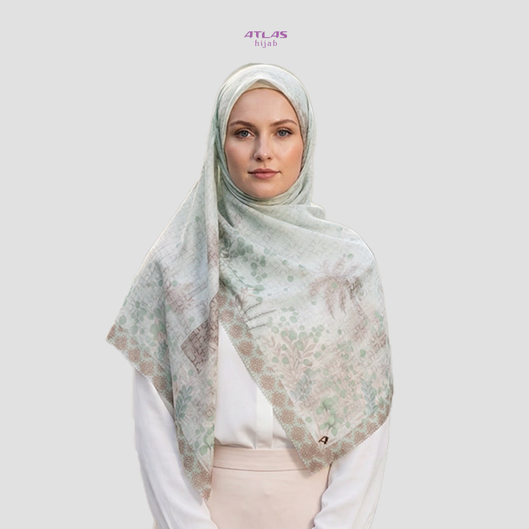 Atlas Hijab Noor Vitae Series Motif Nazira Kerudung Segi Empat