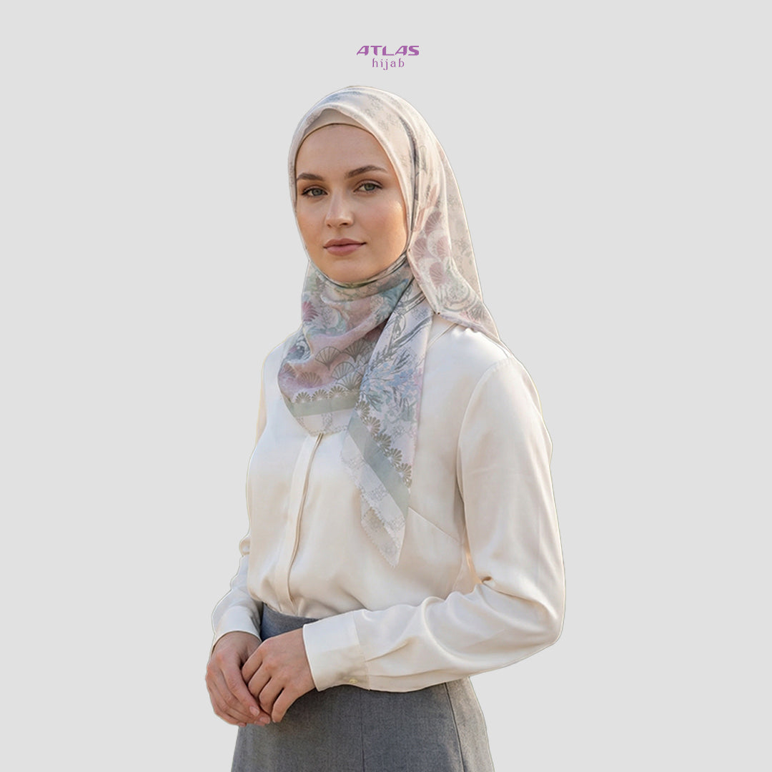 Atlas Hijab Noor Vitae Series Motif Valor Kerudung Segi Empat
