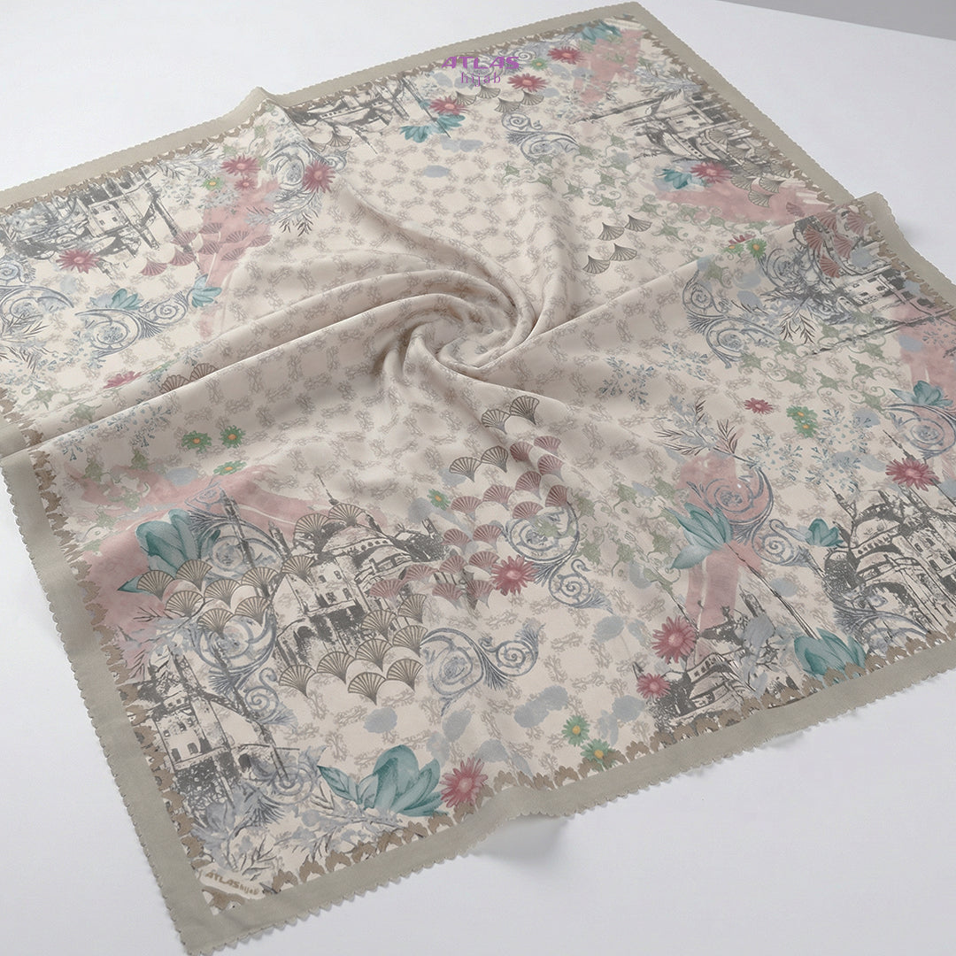 Atlas Hijab Noor Vitae Series Motif Valor Kerudung Segi Empat