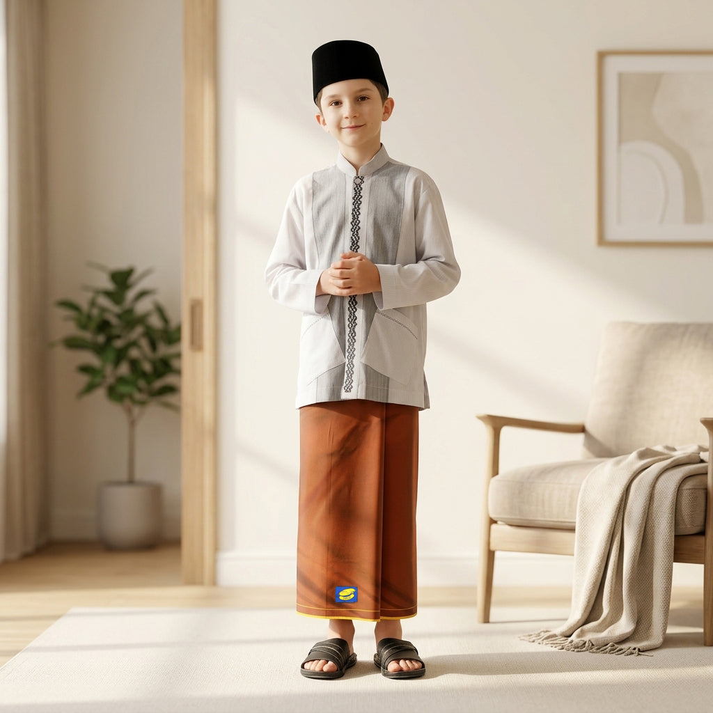 Sarung ATLAS Junior 420 Warna Polos Coklat
