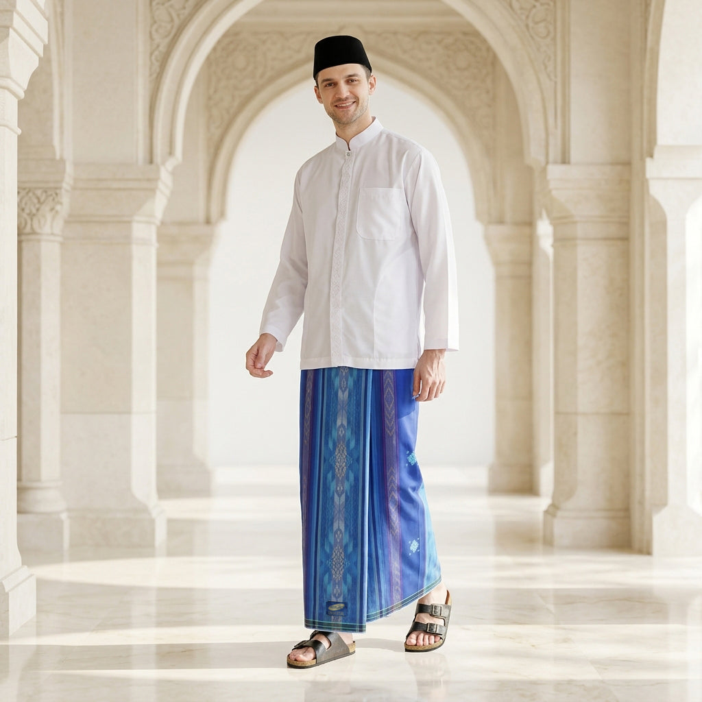 Sarung ATLAS Universal 690 Jacquard Songket SJ Biru Tua