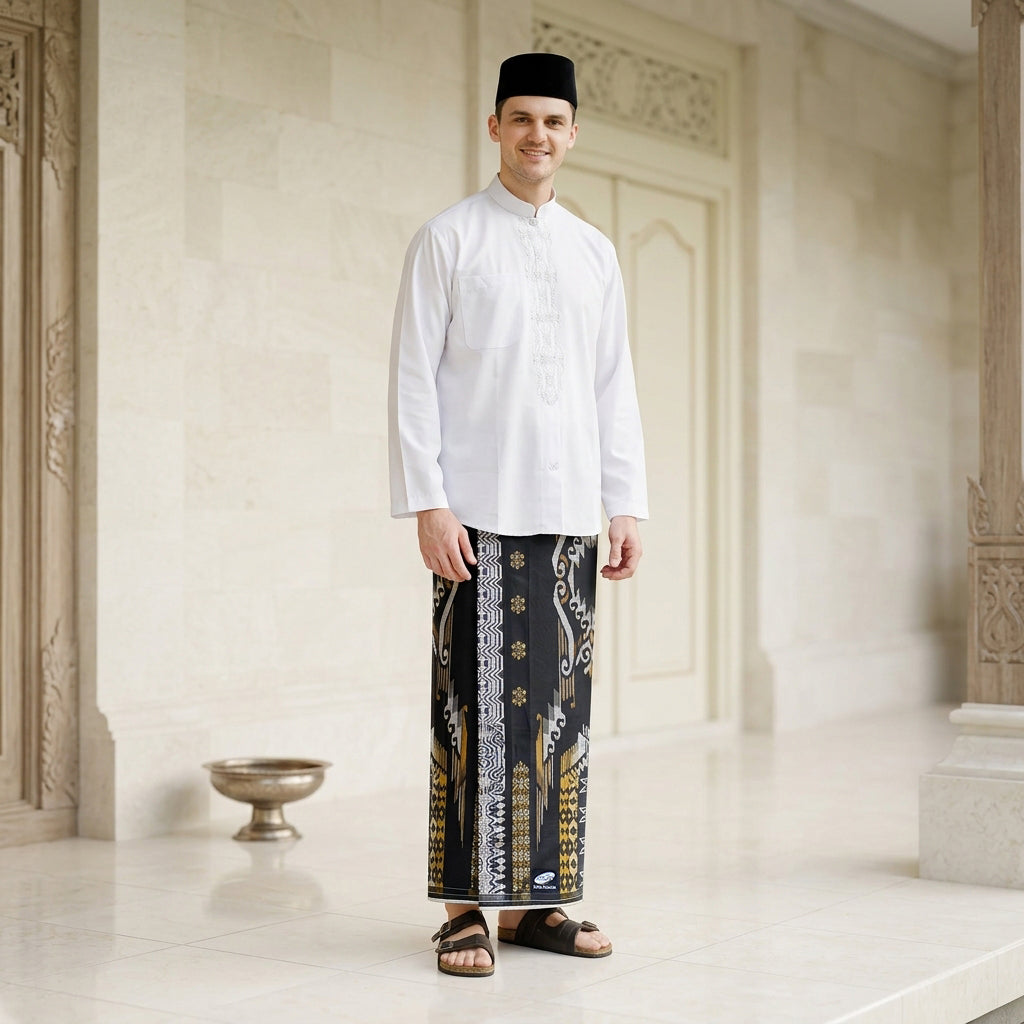Sarung ATLAS Super Premium Silver 975 Motif A9 JGA Hitam Coklat
