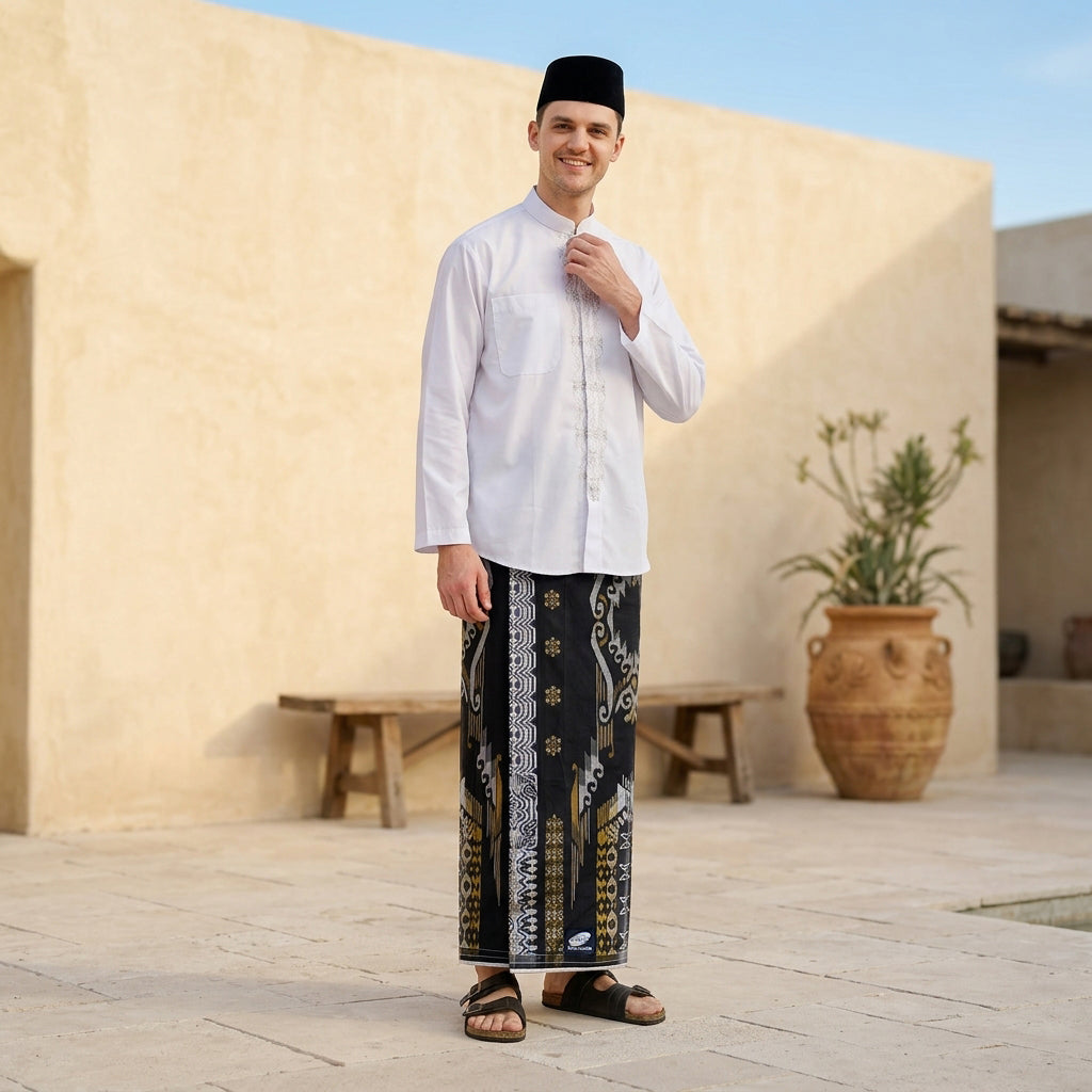 Sarung ATLAS Super Premium Silver 975 Motif A9 JGA Hitam Coklat