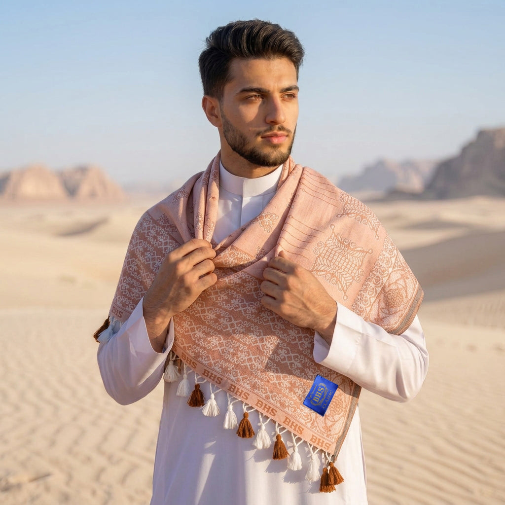 Surban Subaiyah BHS Classic Motif Jacquard Terakota