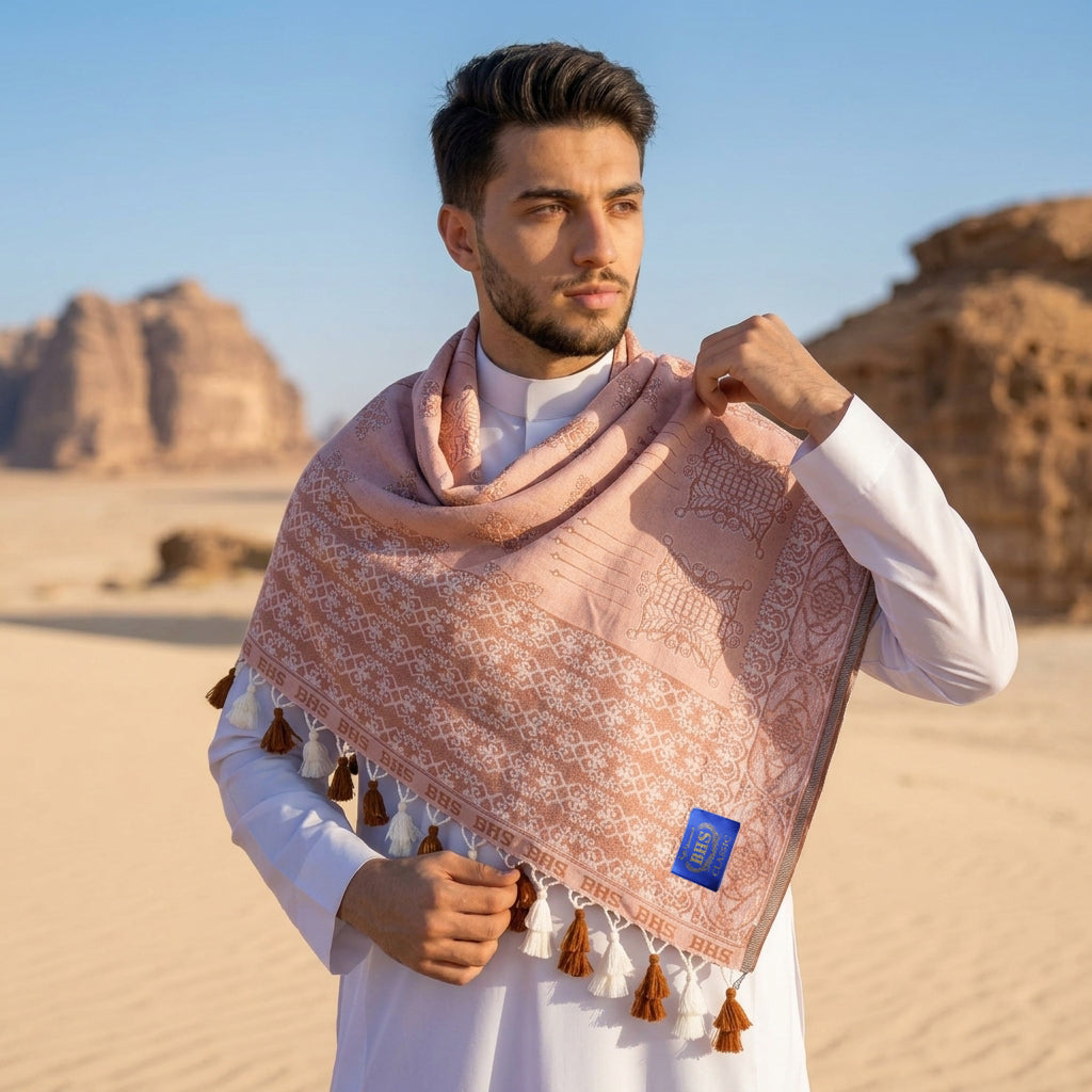 Surban Subaiyah BHS Classic Motif Jacquard Terakota