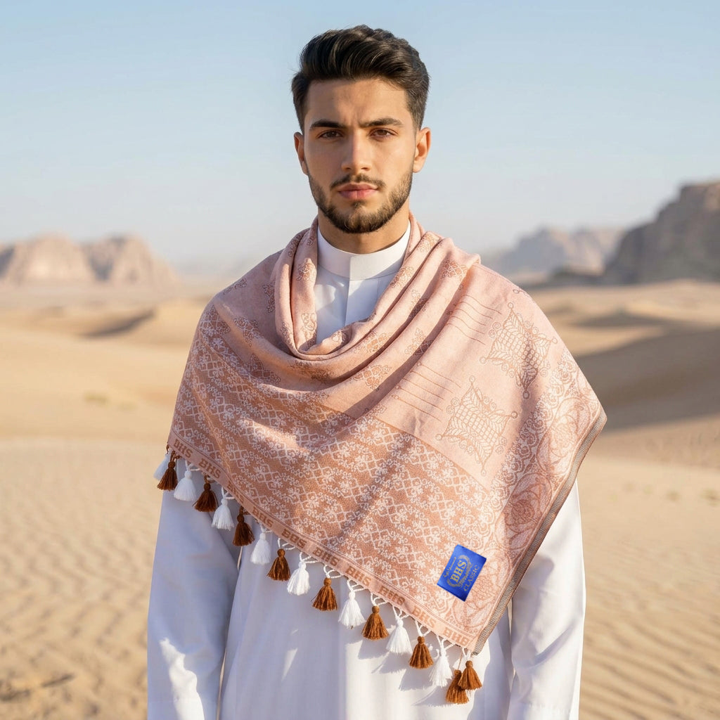 Surban Subaiyah BHS Classic Motif Jacquard Terakota