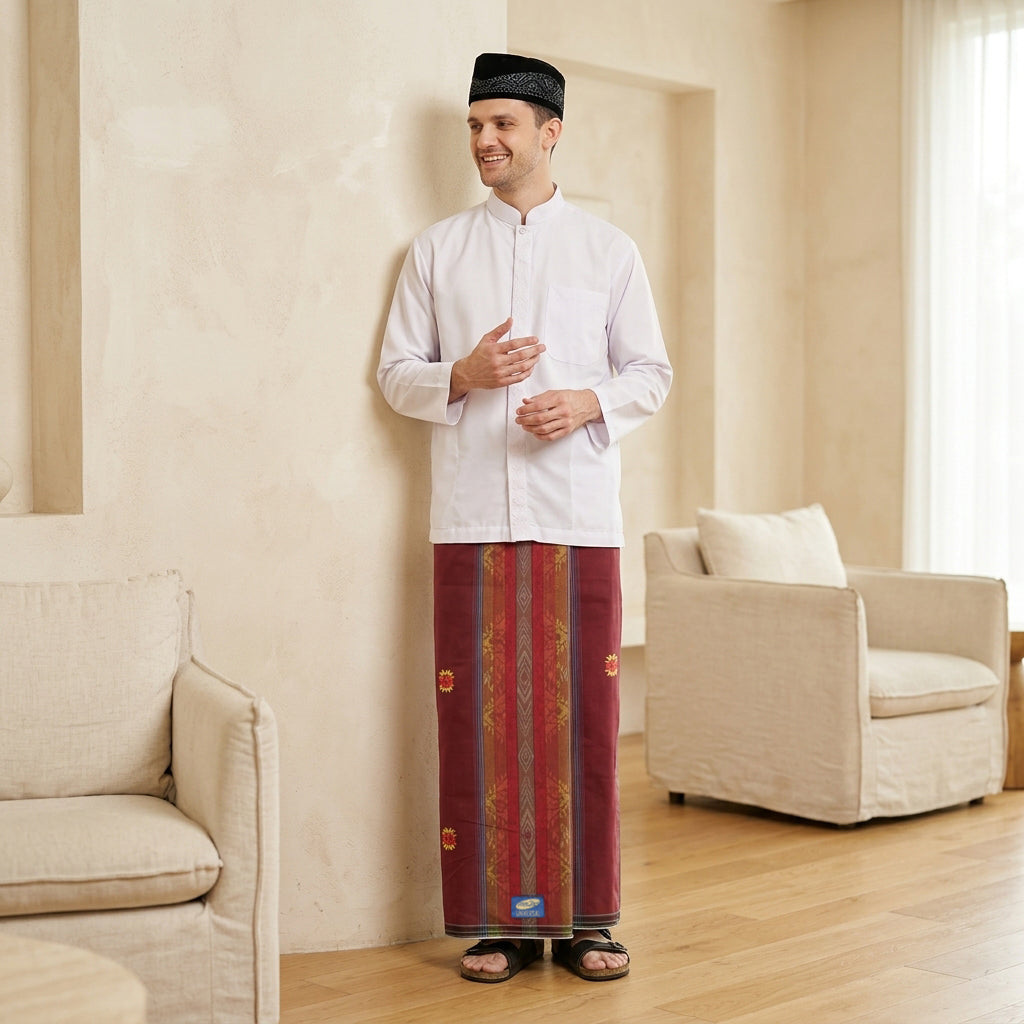 Sarung ATLAS Universal 690 Jacquard Songket SJ Merah Hati