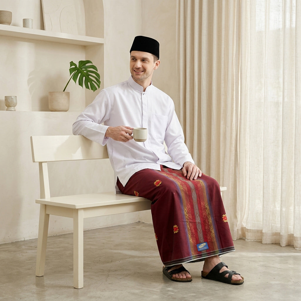 Sarung ATLAS Universal 690 Jacquard Songket SJ Merah Hati