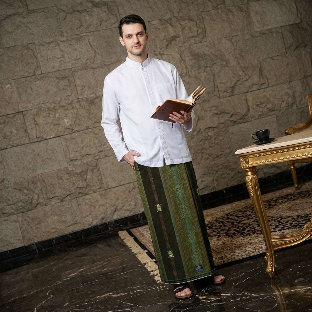 Sarung ATLAS Universal 690 Jacquard Songket SJ Olive Muda