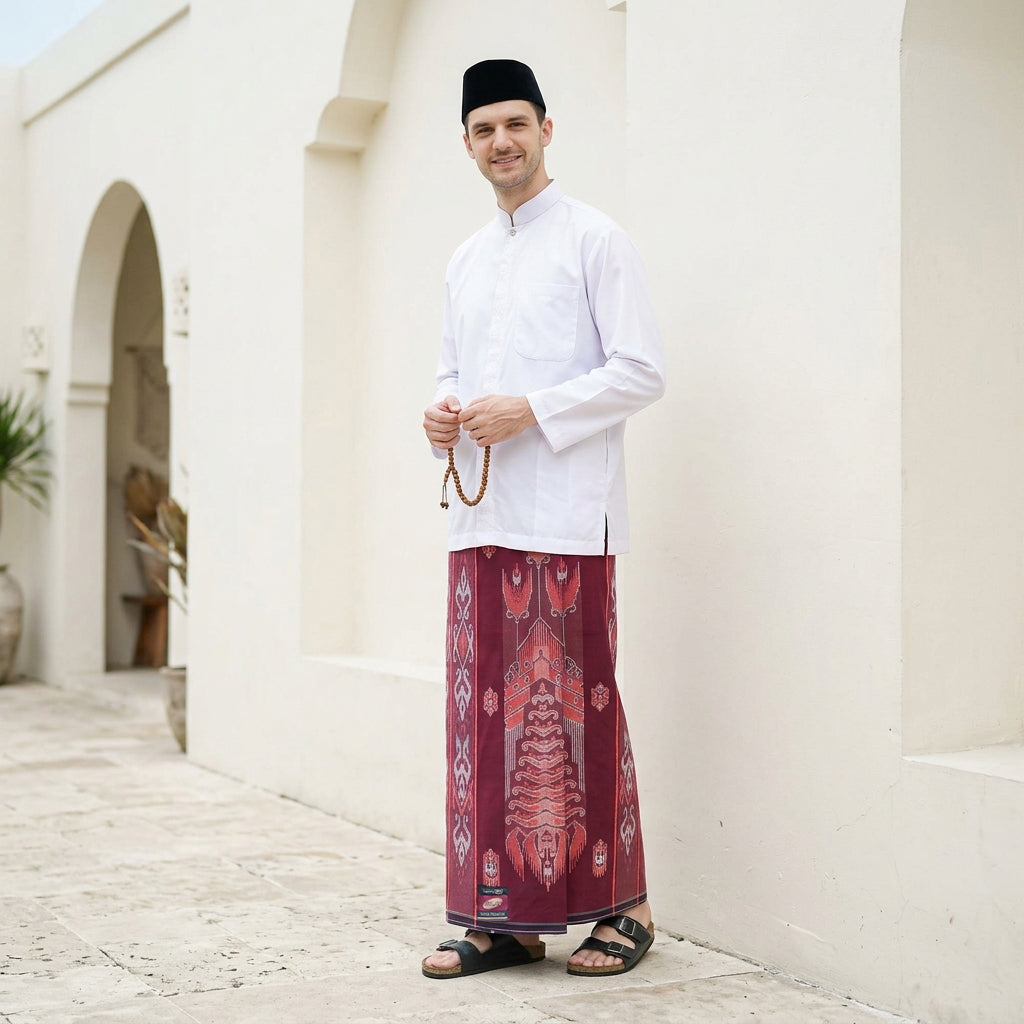 Sarung ATLAS Super Premium 980 Motif A9 JDA Merah Hati