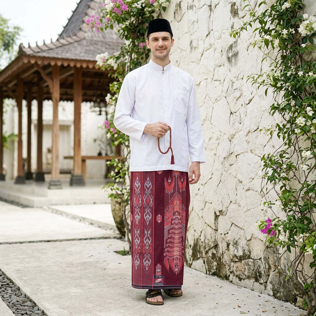 Sarung ATLAS Super Premium 980 Motif A9 JDA Merah Hati