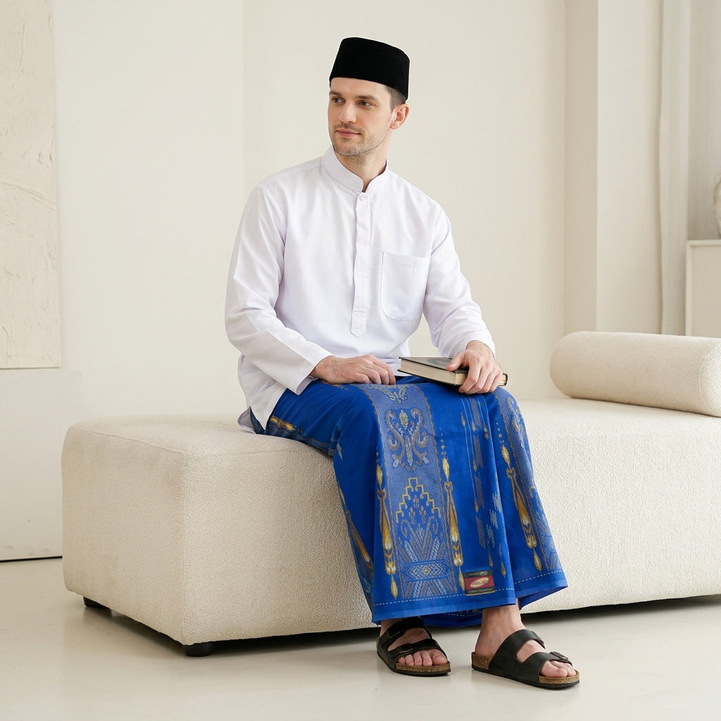 Sarung ATLAS Super Premium 920 Motif KJB Biru