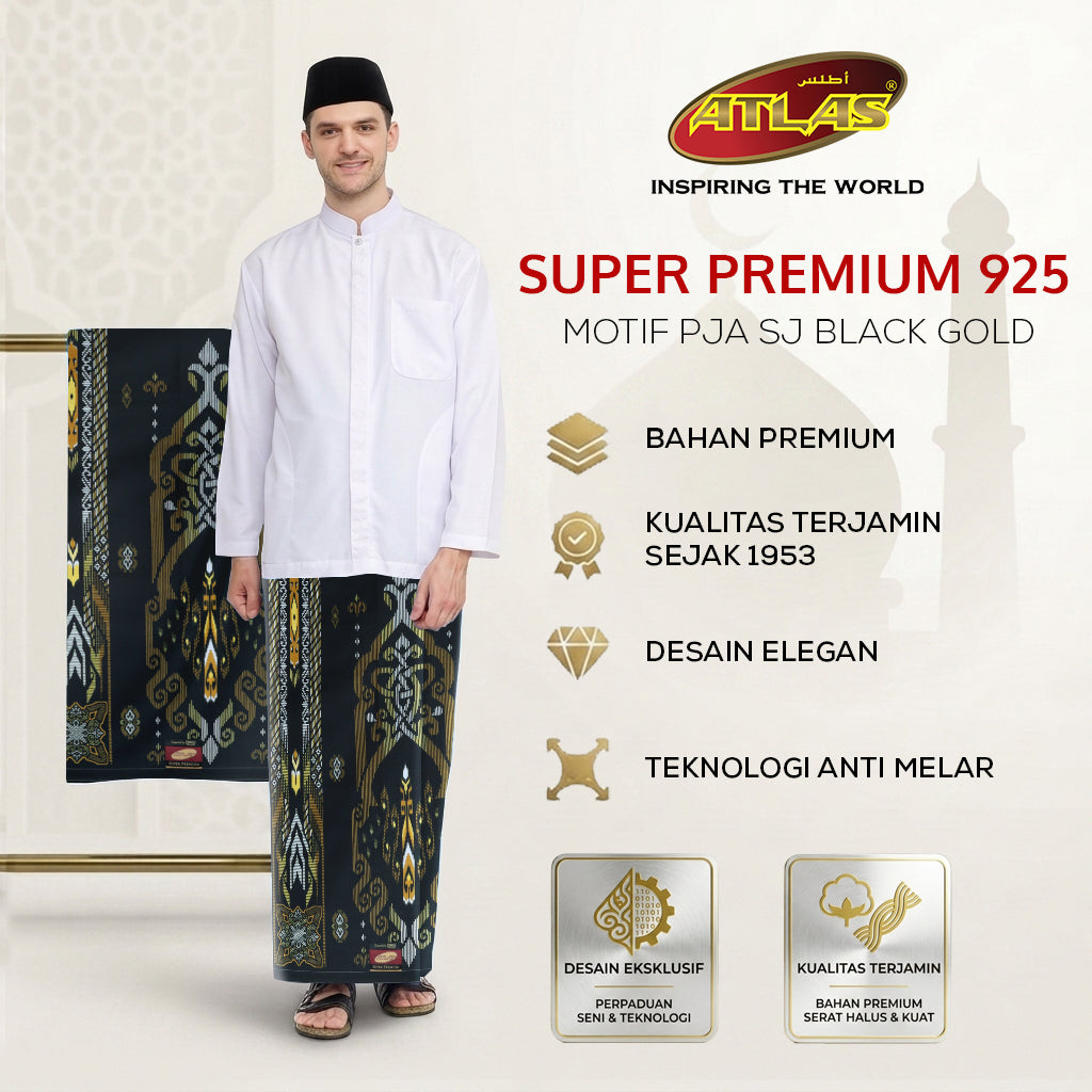 Sarung ATLAS Super Premium 925 A9 PJA SJ Black Gold
