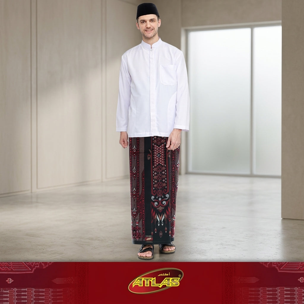 Sarung ATLAS Super Premium 925 A9 BJA SJ Hitam Merah