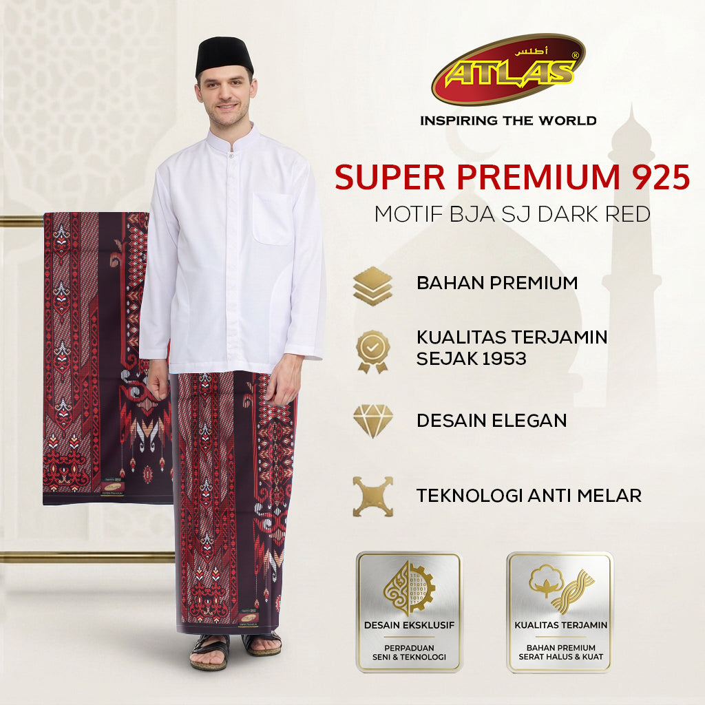 Sarung ATLAS Super Premium 925 A9 BJA SJ Dark Red