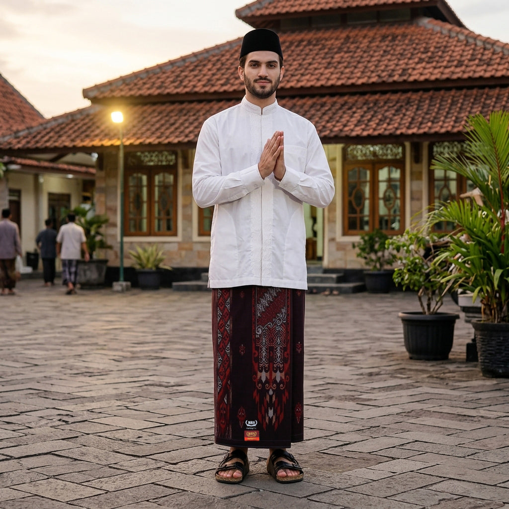 Sarung BHS Infinity Gold Motif V32 SNB SJ Dark Red