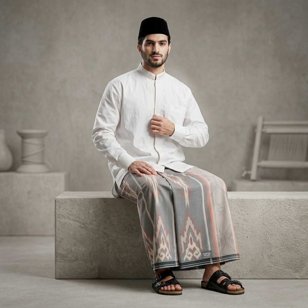 Sarung BHS Classic Silver Motif C45 DKD Off White