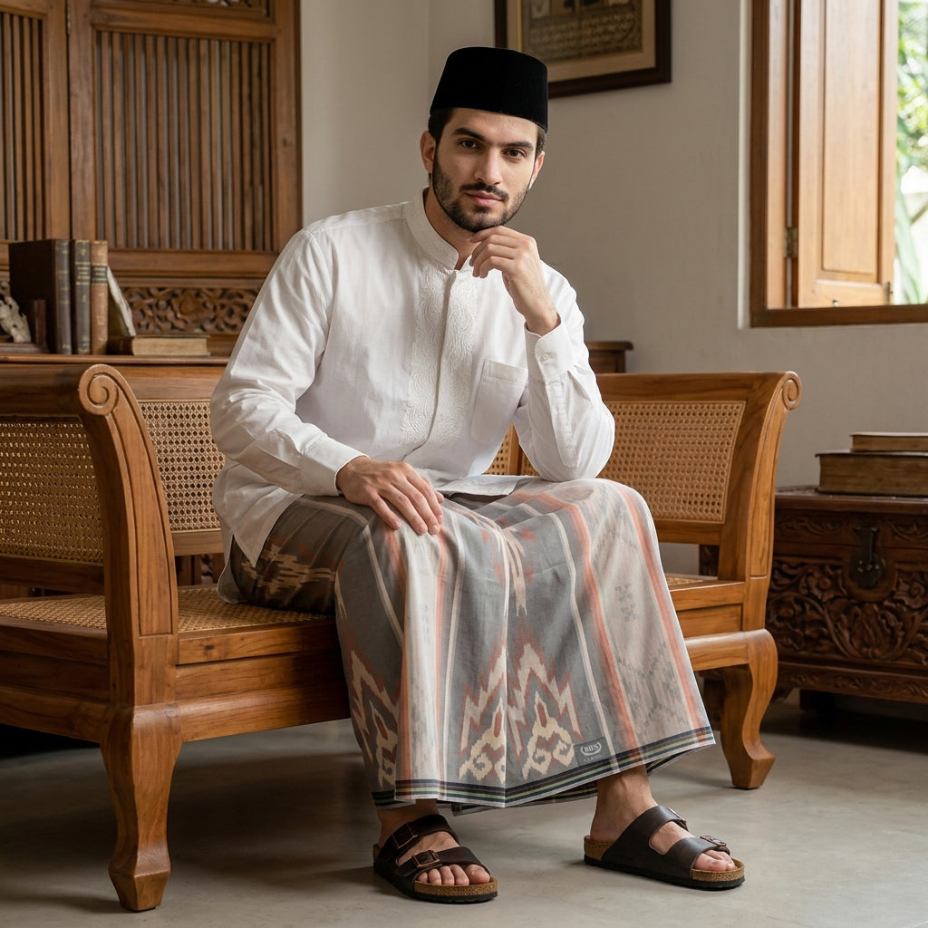 Sarung BHS Classic Silver Motif C45 DKD Off White