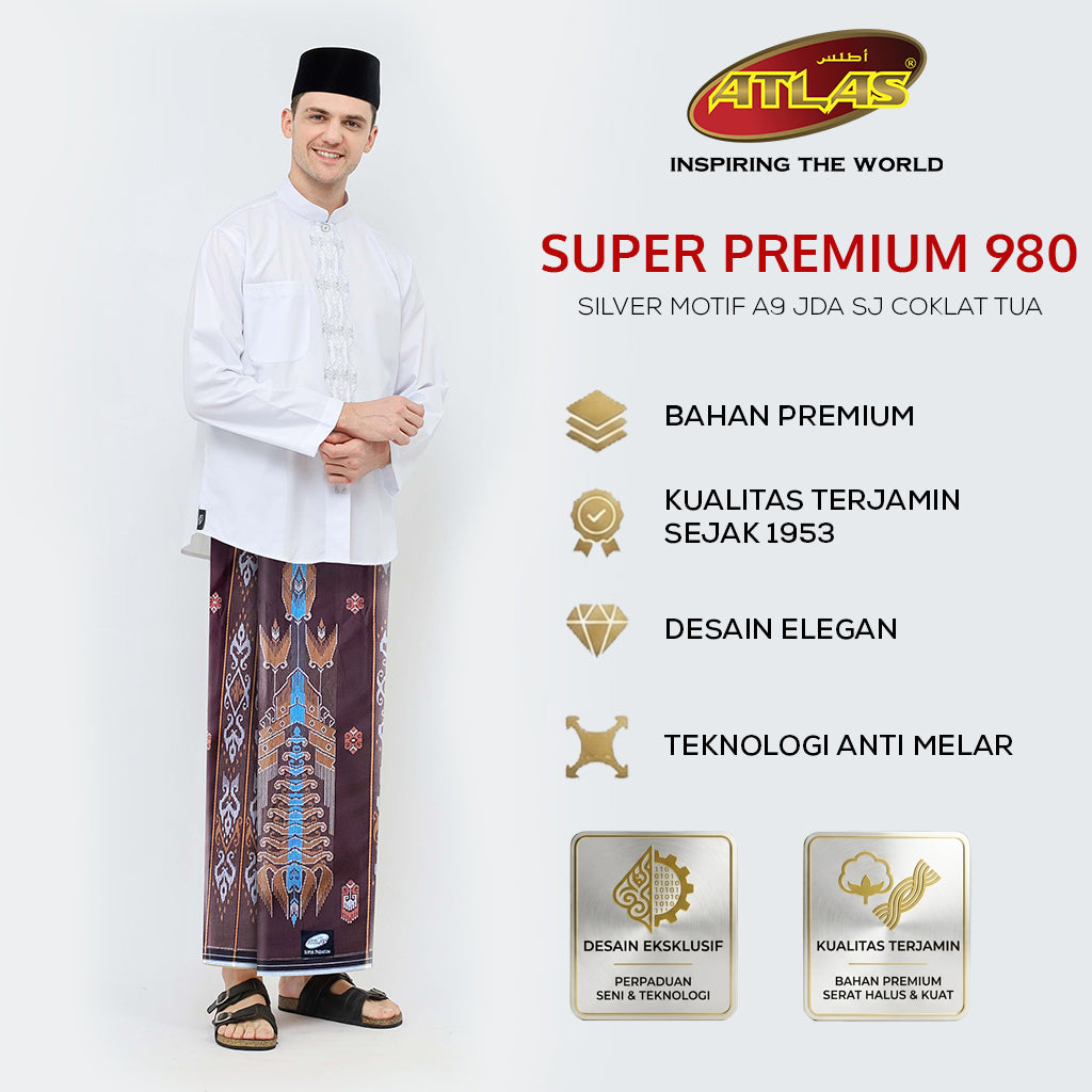 Sarung ATLAS Super Premium Silver 980 A9 JDA SJ Coklat Tua