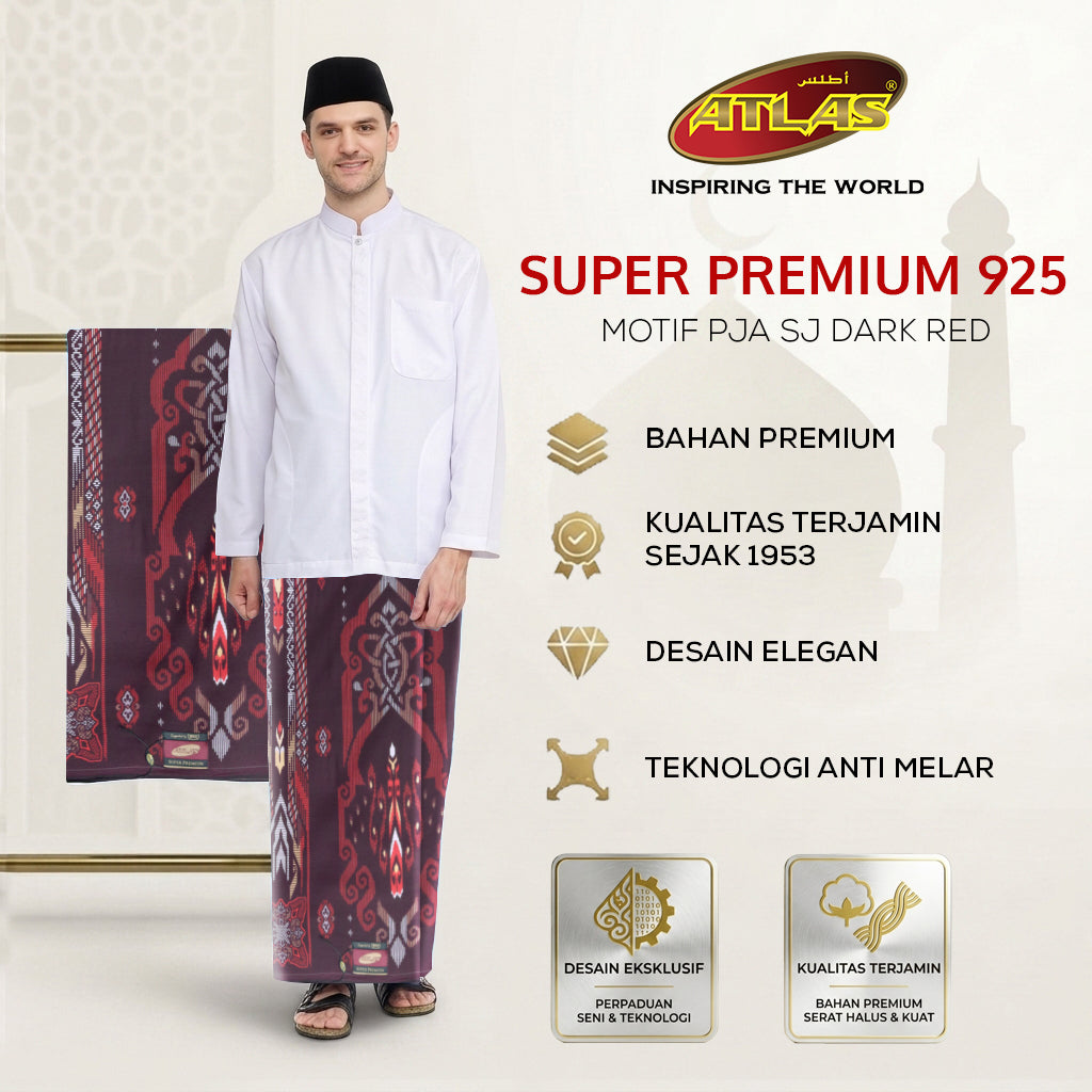 Sarung ATLAS Super Premium 925 A9 PJA SJ Dark Red